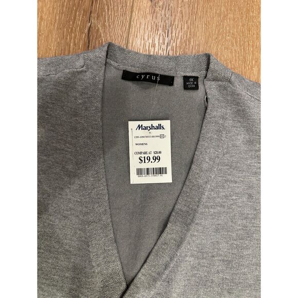 Women's Cyrus Sweater Vest Cardigan 1X Gray NWT! - Picture 4 of 5